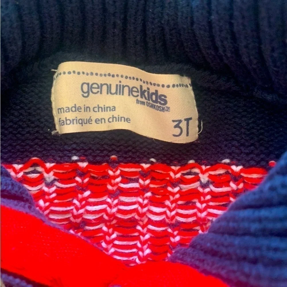 Genuine Kids Blue & Red Knit Long Sleeve Sweater